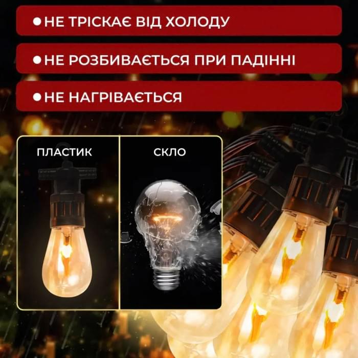 Ретро гірлянда вулична 10 LED лампочок 5 метрів А60 (30330)
