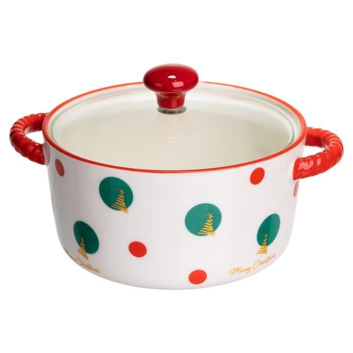 Супниця порцелянова Christmas Tree новорічна 800 (мл) з кришкою Yiwu FM-CS-9D (64437)