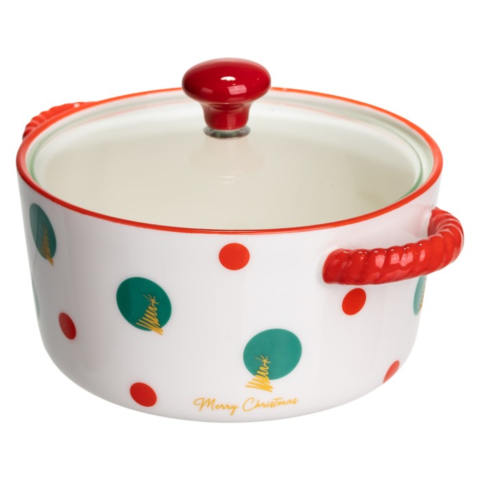 Супниця порцелянова Christmas Tree новорічна 800 (мл) з кришкою Yiwu FM-CS-9D (64437)