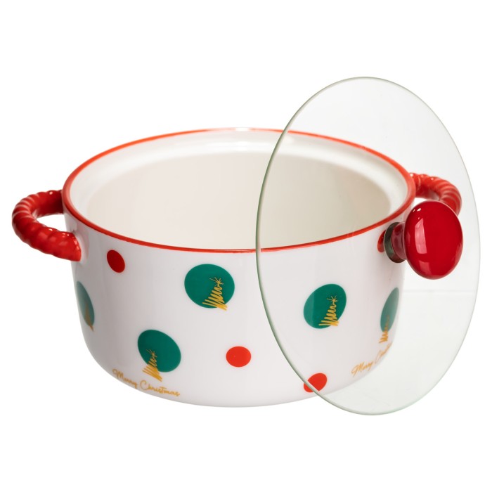 Супниця порцелянова Christmas Tree новорічна 800 (мл) з кришкою Yiwu FM-CS-9D (64437)