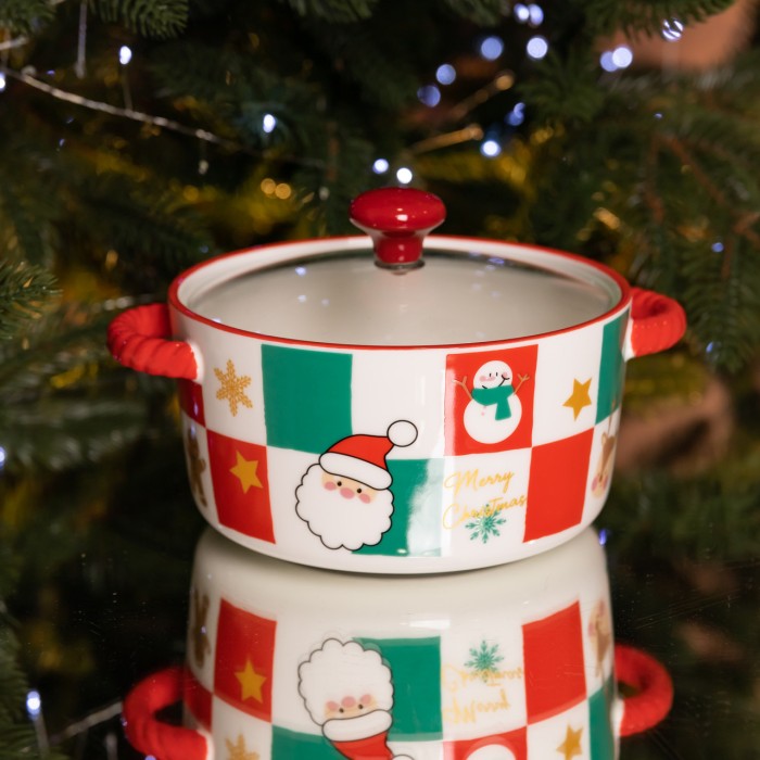 Супниця порцелянова Christmas новорічна 800 (мл) з кришкою Yiwu FM-CS-9C (45555)