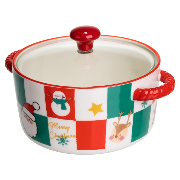 Супниця порцелянова Christmas новорічна 800 (мл) з кришкою Yiwu FM-CS-9C (45555)