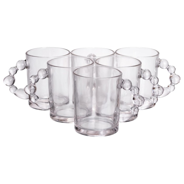 Набір чашок 6 шт для чаю та кави по 350 (мл) кружки скляні Прозорі HP-19-ZD-1 (28248)