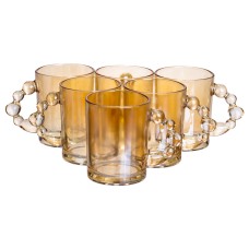 Набір чашок 6 шт для чаю та кави по 350 (мл) кружки скляні Коричневий HP-19-ZD-2 (21989)