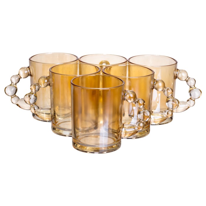 Набір чашок 6 шт для чаю та кави по 350 (мл) кружки скляні Коричневий HP-19-ZD-2 (21989)