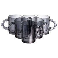 Набір чашок 6 шт для чаю та кави по 350 (мл) кружки скляні Сірий HP-19-ZD-3 (60529)