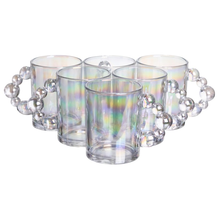 Набір чашок 6 шт для чаю та кави по 350 (мл) кружки скляні rainbow HP-19-ZD-4 (54964)