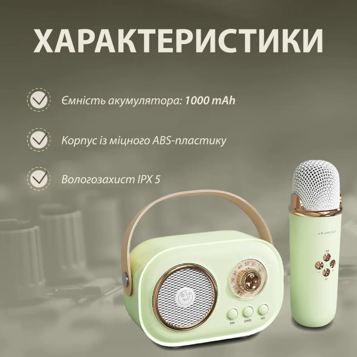 Колонка портативна з мікрофоном C-20 BT/TF/USB/FM 5 Вт Зелений C20GR (35133)