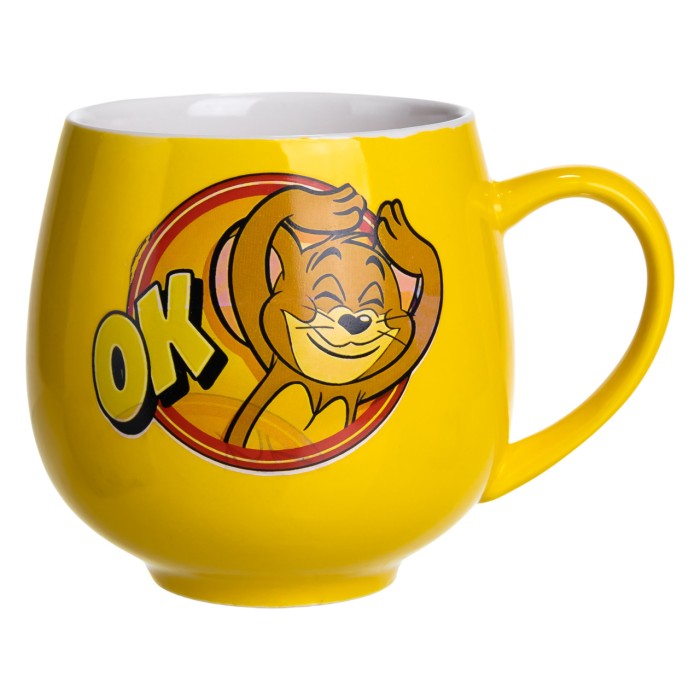 Святкова порцелянова чашка "Веселі Герої" 400 мл, Кружка дитяча із порцеляни на подарунок Жовта FM-13OK (47325)