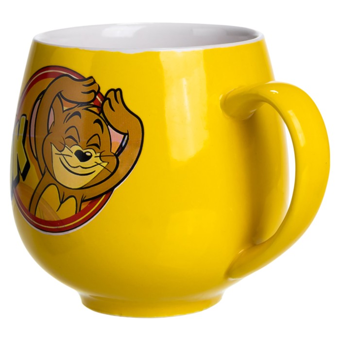 Святкова порцелянова чашка "Веселі Герої" 400 мл, Кружка дитяча із порцеляни на подарунок Жовта FM-13OK (47325)