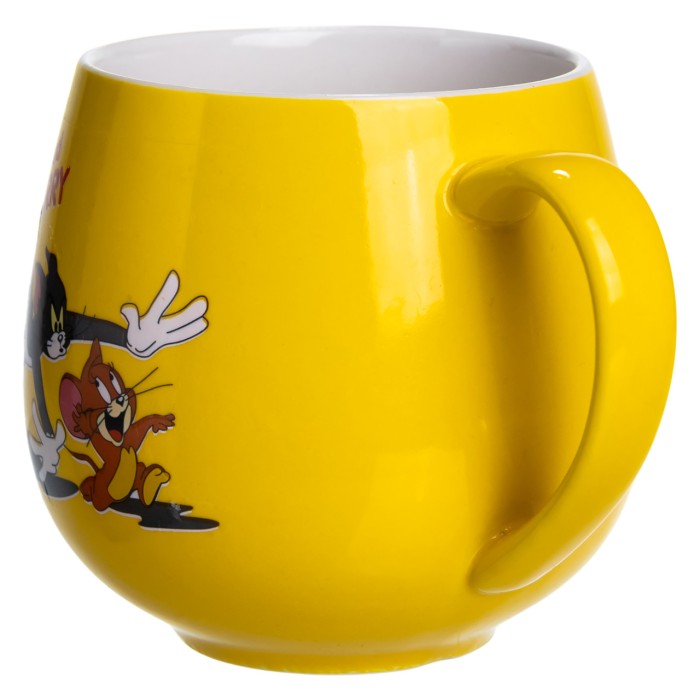 Святкова порцелянова чашка "Веселі Герої" 400 мл, Кружка дитяча із порцеляни на подарунок Жовта FM-13TJB (88101)