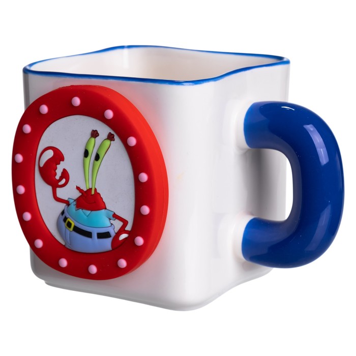 Порцелянова чашка "Містер Крабс" з магнітним декором 500 мл, Кружка дитяча чашка із порцеляни на подарунок FM-12BL (30626)