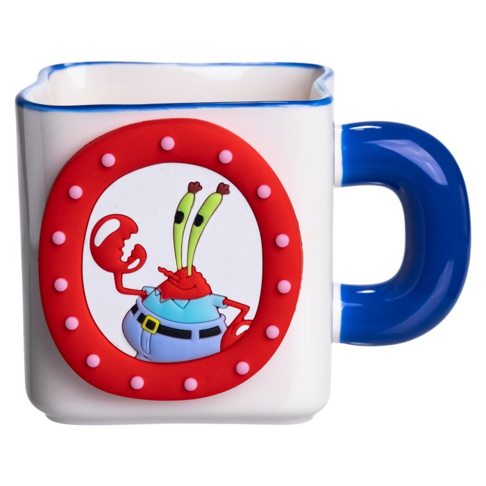 Порцелянова чашка "Містер Крабс" з магнітним декором 500 мл, Кружка дитяча чашка із порцеляни на подарунок FM-12BL (30626)