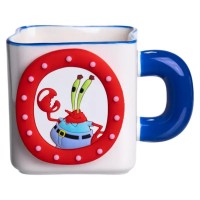Порцелянова чашка "Містер Крабс" з магнітним декором 500 мл, Кружка дитяча чашка із порцеляни на подарунок FM-12BL (30626)