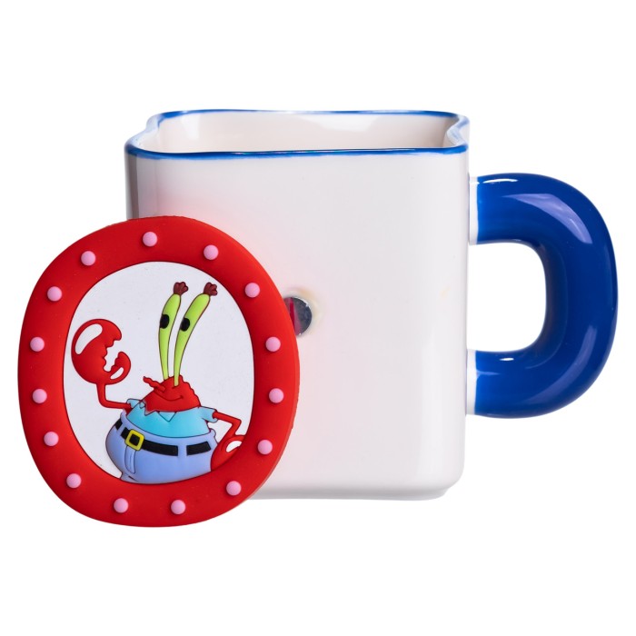 Порцелянова чашка "Містер Крабс" з магнітним декором 500 мл, Кружка дитяча чашка із порцеляни на подарунок FM-12BL (30626)