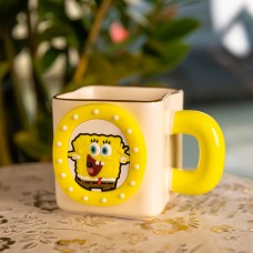 Порцелянова чашка "Губка Боб" з магнітним декором 500 мл, Кружка дитяча чашка із порцеляни на подарунок FM-12Y (72760)