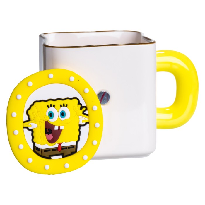 Порцелянова чашка "Губка Боб" з магнітним декором 500 мл, Кружка дитяча чашка із порцеляни на подарунок FM-12Y (72760)