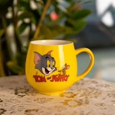 Святкова порцелянова чашка "Веселі Герої" 400 мл, Кружка дитяча із порцеляни на подарунок Жовта FM-13TJ (21055)