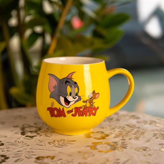 Святкова порцелянова чашка "Веселі Герої" 400 мл, Кружка дитяча із порцеляни на подарунок Жовта FM-13TJ (21055)