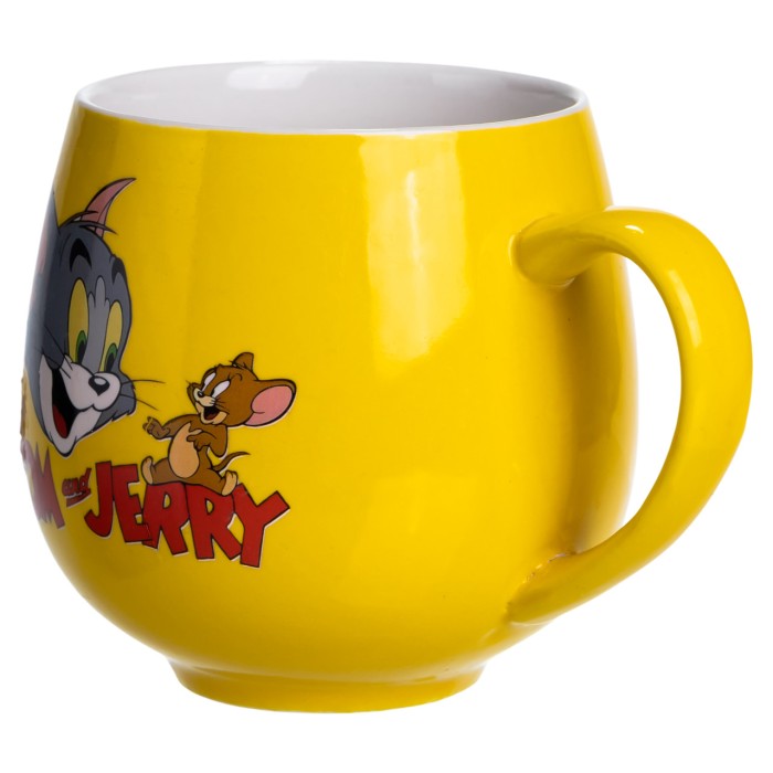 Святкова порцелянова чашка "Веселі Герої" 400 мл, Кружка дитяча із порцеляни на подарунок Жовта FM-13TJ (21055)