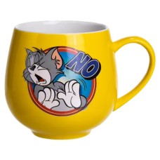 Святкова порцелянова чашка "Веселі Герої" 400 мл, Кружка дитяча із порцеляни на подарунок Жовта FM-13NO (48627)