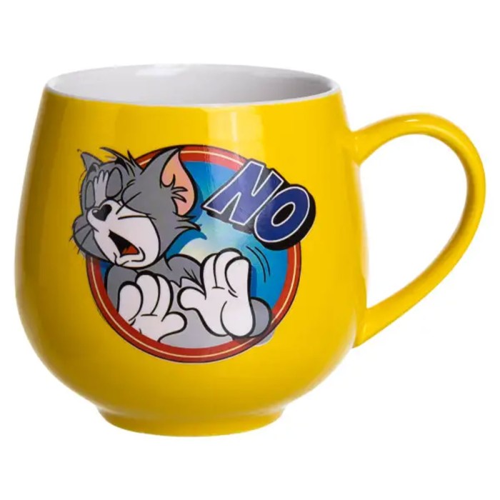 Святкова порцелянова чашка "Веселі Герої" 400 мл, Кружка дитяча із порцеляни на подарунок Жовта FM-13NO (48627)