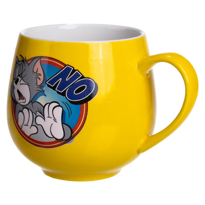 Святкова порцелянова чашка "Веселі Герої" 400 мл, Кружка дитяча із порцеляни на подарунок Жовта FM-13NO (48627)