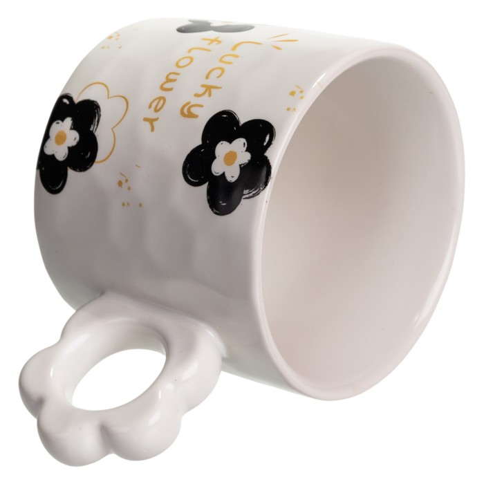 Чашка для чаю та кави порцелянова Lucky Flower 420 (мл) гарна оригінальна кружка на подарунок Біла FM-14D (61577)