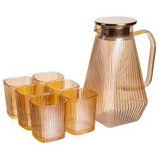Глечик 1.8 л зі склянками 6 штук по 200 (мл) графин для компоту соку води лимонаду глечик для напоїв Коричневий HP-19-39 (81033)