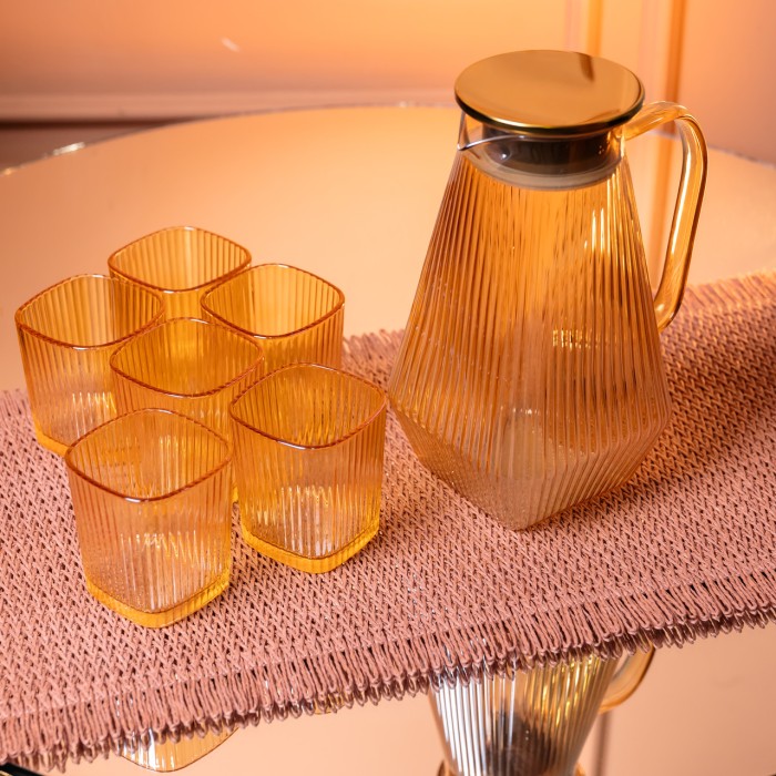 Глечик 1.8 л зі склянками 6 штук по 200 (мл) графин для компоту соку води лимонаду глечик для напоїв Коричневий HP-19-39 (81033)