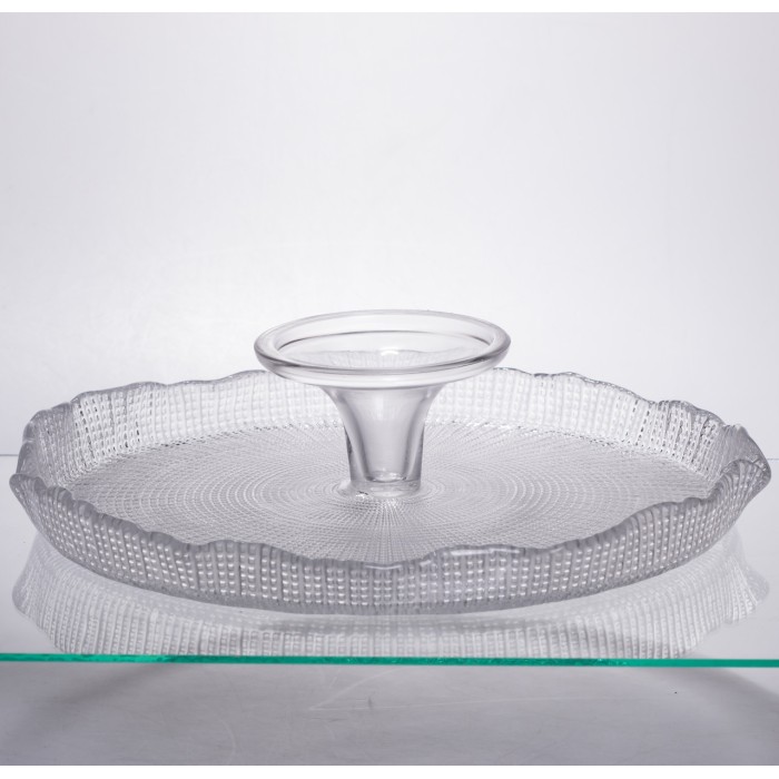 Тортівниця трансформер скляна на ножці, менажниця трансформер прозора скляна 64486-53 (43715)