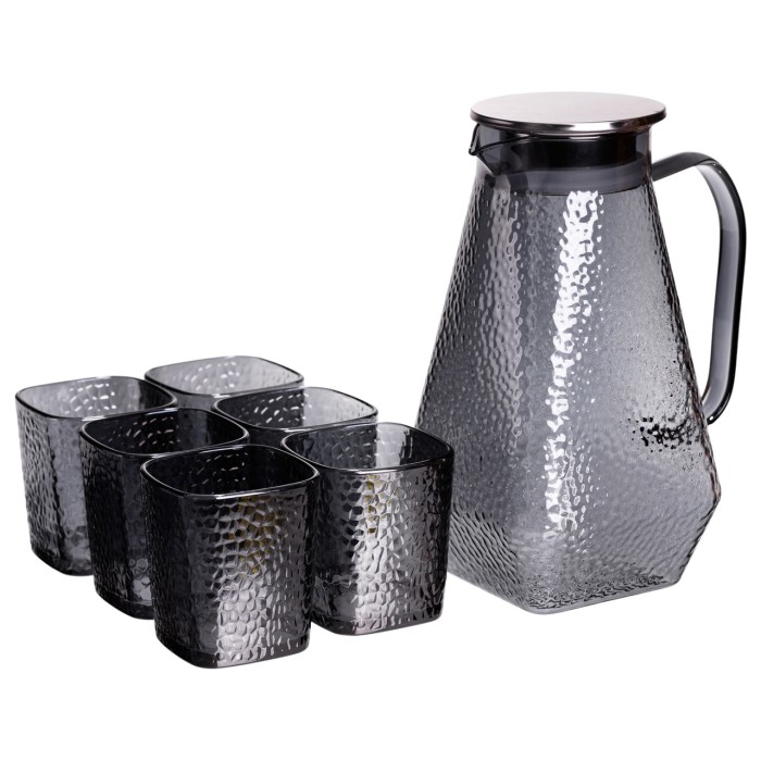 Глечик 1.8 л зі склянками 6 штук по 200 (мл) графин для компоту соку води лимонаду глечик для напоїв Сірий HP-19-38S (86207)