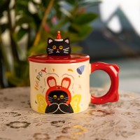 Кубок порцелянова з кришкою Kitten's Birthday 400 (мл) подарункова кружка прикольна чашка для дітей на подарунок Червоний FM-24D (56296)