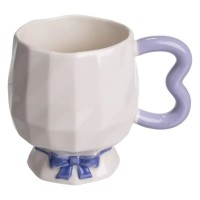 Чашка порцелянова на ніжці 400 (мл) оригінальна кружка на подарунок чашка для чаю та кави Бузковий FM-39A (82523)