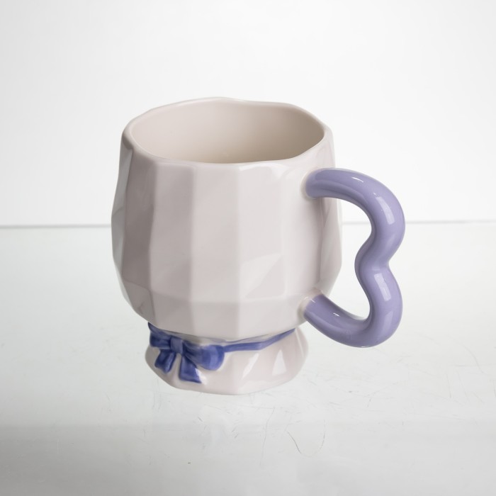 Чашка порцелянова на ніжці 400 (мл) оригінальна кружка на подарунок чашка для чаю та кави Бузковий FM-39A (82523)