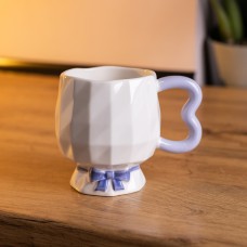 Чашка порцелянова на ніжці 400 (мл) оригінальна кружка на подарунок чашка для чаю та кави Бузковий FM-39A (82523)