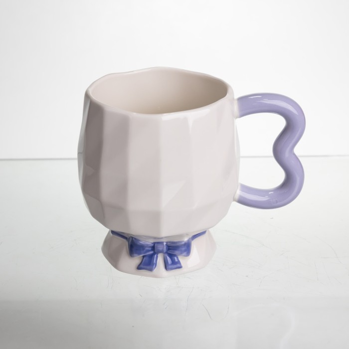 Чашка порцелянова на ніжці 400 (мл) оригінальна кружка на подарунок чашка для чаю та кави Бузковий FM-39A (82523)