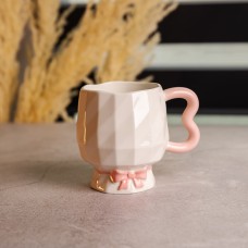 Чашка порцелянова на ніжці 400 (мл) оригінальна кружка на подарунок чашка для чаю та кави Рожевий FM-39C (23296)