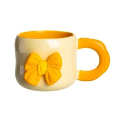 Кубок порцелянова з магнітом Бант 400 (мл) подарункова кружка прикольна чашка для дітей на подарунок Бежевий з жовтим FM-52A (46536)