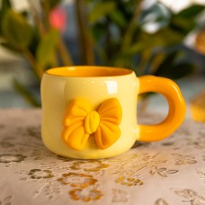 Кубок порцелянова з магнітом Бант 400 (мл) подарункова кружка прикольна чашка для дітей на подарунок Бежевий з жовтим FM-52A (46536)