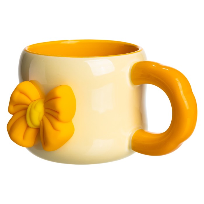 Кубок порцелянова з магнітом Бант 400 (мл) подарункова кружка прикольна чашка для дітей на подарунок Бежевий з жовтим FM-52A (46536)