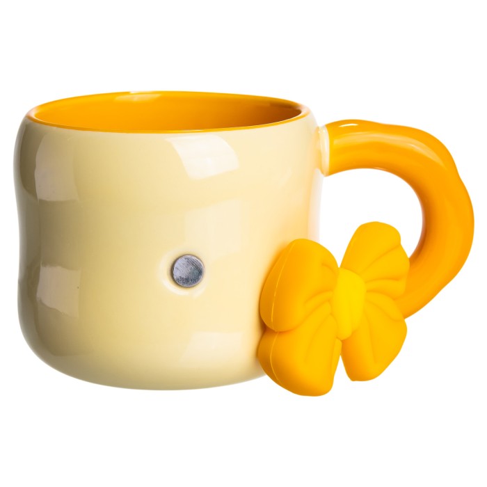 Кубок порцелянова з магнітом Бант 400 (мл) подарункова кружка прикольна чашка для дітей на подарунок Бежевий з жовтим FM-52A (46536)