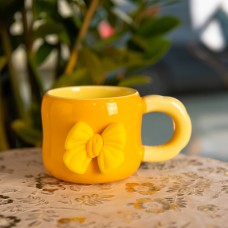 Кубок порцелянова з магнітом Бант 400 (мл) подарункова кружка прикольна чашка для дітей на подарунок Жовтий з бежевим FM-52B (19810)