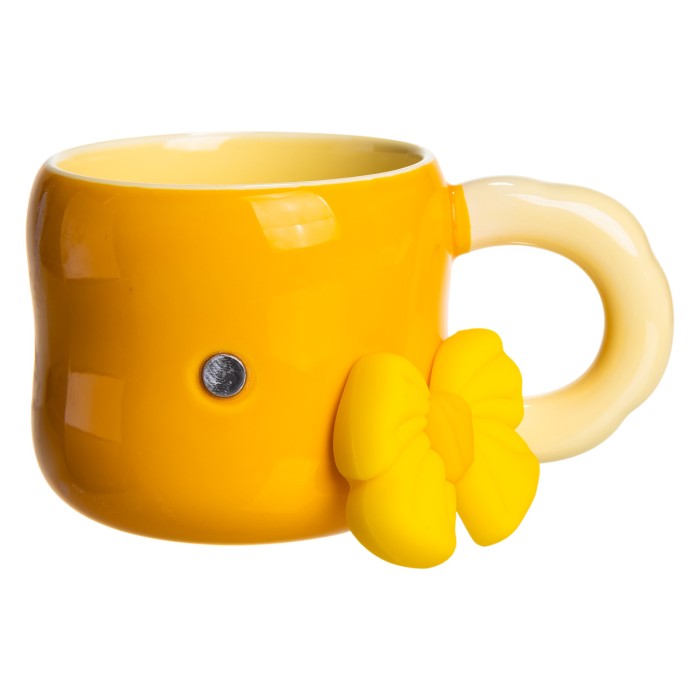 Кубок порцелянова з магнітом Бант 400 (мл) подарункова кружка прикольна чашка для дітей на подарунок Жовтий з бежевим FM-52B (19810)