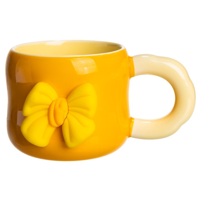 Кубок порцелянова з магнітом Бант 400 (мл) подарункова кружка прикольна чашка для дітей на подарунок Жовтий з бежевим FM-52B (19810)