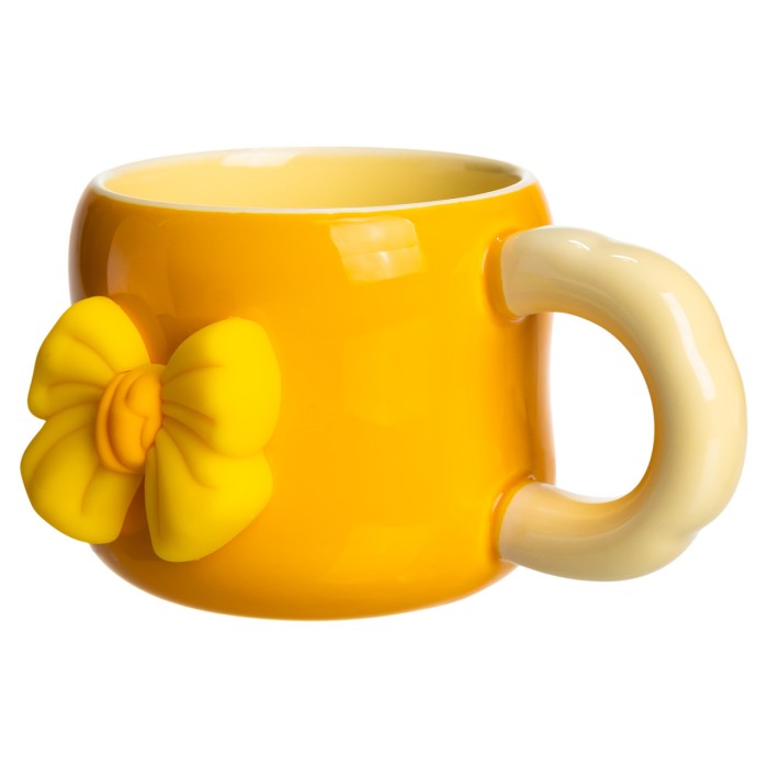 Кубок порцелянова з магнітом Бант 400 (мл) подарункова кружка прикольна чашка для дітей на подарунок Жовтий з бежевим FM-52B (19810)