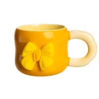 Кубок порцелянова з магнітом Бант 400 (мл) подарункова кружка прикольна чашка для дітей на подарунок Жовтий з бежевим FM-52B (19810)
