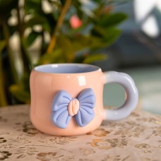 Кубок порцелянова з магнітом Бант 400 (мл) подарункова кружка прикольна чашка для дітей на подарунок Рожевий з блакитним FM-52C (29718)