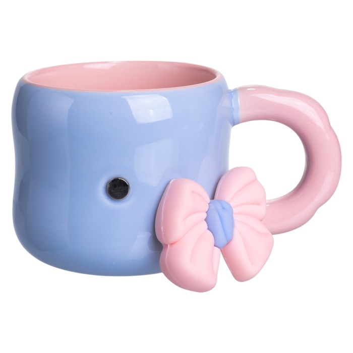 Кубок порцелянова з магнітом Бант 400 (мл) подарункова кружка прикольна чашка для дітей на подарунок Блакитний з рожевим FM-52D (32304)