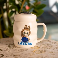 Чашка порцелянова з кришкою Labubu 400 (мл) подарункова кружка прикольна чашка для дітей на подарунок Білий з синім FM-54A (56859)